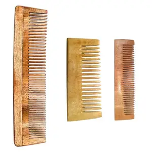 Compact Wooden Dual Tooth Comb,Small Shampoo And Pocket Comb Combo for hair styling - For Hair Grooming, Hair Fall Treatment