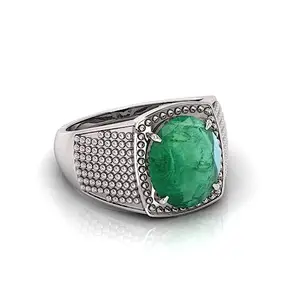 AMG GEMS 3.25 To 21.25 Ratti Natural Pukhraj Panna Ruby Neelam Gomed Gemstone Ring With Lab Certificate (Emerald, Brass)