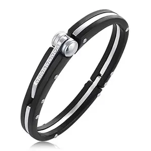 ZIVOM® Ovel Shape Openable Black Stainless Steel Bangle Bracelet For Men