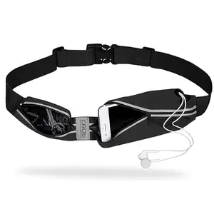 Nplus India Running Black Pouch Belt Waist Pack Bag Bounce Free Jogging Pocket Belt Secure Travel Companion for Apple iPhone 12 Mini