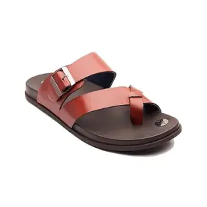 Michael Angelo Synthetic Leather Tan Double Strap Sandal Stylish and Comfortable Slippers for Men