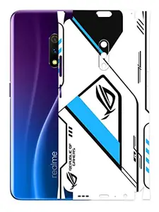 AtOdds - Realme X Mobile Back Skin Rear Screen Guard Protector Film Wrap (Coverage - Back+Camera+Sides) (Rog Blue)