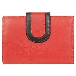 Leatherman Fashion LMN Genuine Leather Women's red Wallet 6 Card Slots