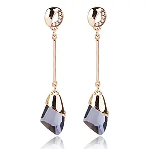 YouBella Jewellery Girls/Women's Crystal Gold Plated Dangler Earrings (Grey)