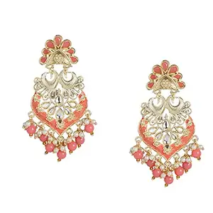AccessHer stylish fancy Gold-Tone Handcrafted Earrings for women and girls | Gifting for Karwachauth | (Pink3)