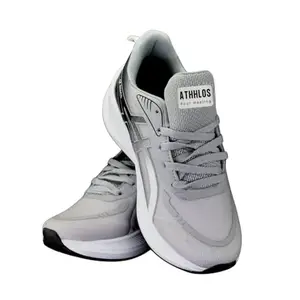 ATHHLOS Men's Sports Running Shoes, Lightweight Athletic Trainers, Grey and White with Synthetic Upper Lightweight Comfortable Mid Top | Casual Shoe for Men (Grey, UK Footwear Size System, Adult, Men, Numeric, Medium, 7)