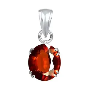 Ptm Sterling Silver Hessonite/Gomed 4.25 Ratti or 4 Carat Natural Certified Astrological Gemstone 925 Bis Hallmark pendant for Men & Women -nvslp1425
