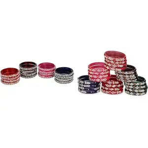 Somil Elegant Combo Bangles For Women & Girls | Assorted Design Chudi Set | Wedding, Festive & Everyday Use, Pack Of 40, Multicolor -R362