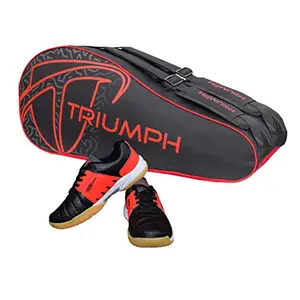 Gowin Badminton Shoe Power Black/Red Size-11 with Triumph Badminton Bag 303 Black/Red
