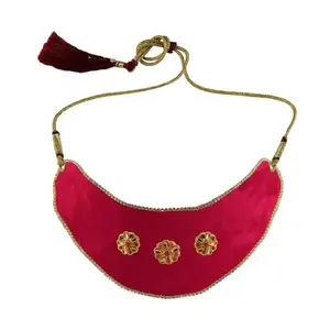 MAYA FASHION Multi Colour Kundun Stud Velvet Necklace Elegant Necklace for Girls & Women | Wedding | Festival All Occasions (Sku-nec6061)