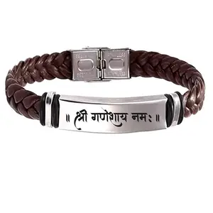 M Men Style Shri Ganeshay Namah Braided Leather Weave Bracelets for Mens Women Magnetic Lock Clasp Genuine Bracelet Wristband Vintage Cuff Jewelry Friendship Couple SBr2024231
