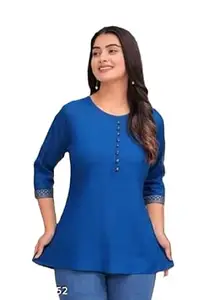 Women’s Rayon Short Kurti Top | Casual & Office Wear Tunic with Round Neck and 3/4 Sleeves | Comfortable Every Occassion Wear |