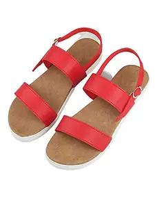 WalkTrendy Womens Synthetic Red Sandals - 7 UK (Wtwf400_Red_40)