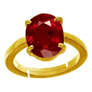 LMDPRAJAPATIS 10.00 Ratti Ruby (Manik/Manikya/Maneek) Gemstone Panchdhatu Gold Plated Ring for Astrological Purpose {Lab - Teseted}