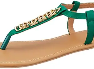 Inc.5 Women Green Flat T-strap Fashion Sandal
