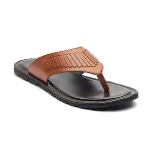 Michael Angelo Synthetic Leather Regular Tan V Strap Flat Sandal Comfortable Slippers for Men