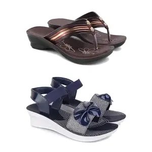 Kashwi Enterprises Women's Comfortable Sandal,Casual Lightweight Sandal for Everyday Wear | BTR- (2-Combo)-1963-OO8