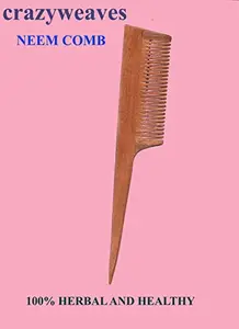 crazyweaves 100% neem wood comb special made for all types of hairs to rerduce dandruff and control hairfall