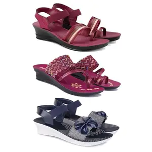 Women's Comfortable Sandal,Casual Lightweight Sandal for Everyday Wear | (COMBO-3)-1962-1949-1972-8
