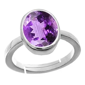 Parineeta Gems Amethyst Katela 2.25 Ratti Original Certified Silver Plated Adjustable Ring for Men and women By Lab Certified Ring Size 16-24