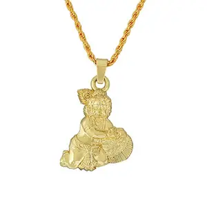 Memoir Gold plated, Laddu Gopal, Govind, Krishna pendant Hindu God temple jewellery necklace locket Stylish Fashion