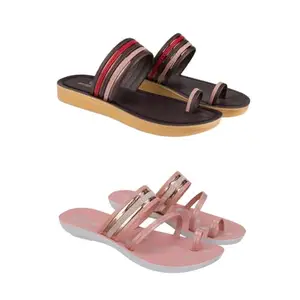 ZENWEAR Extra Soft Classic Casual wear with Flexibility Technology Heel Combo for Women's/Girl's(6143+1944)(5) Multicolor