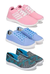 Bersache Sports (Walking & Gym Shoes) Running, Loafers, Sneakers Shoes for Women Combo(MR)-1704-1252-3217 Multicolor (Pack of 3)