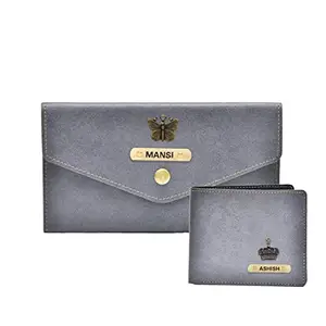 YOUR GIFT STUDIO : Classy Minimal Clutch + Men's Wallet | Couple Gifts (Grey)