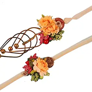 Partunay 2 Pcs Designer Latest Couple Pair Bhaiya Bhabhi Rakhi Set For Brother And Bhabhi Rakhi Gift