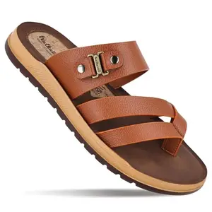 WALKAROO Men's Fashion Sandal with Cushion Sole, Toe Seperator, Broad Straps - WGP53092 Tan