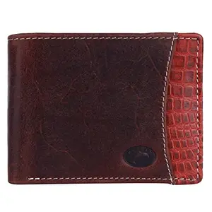 Delfin Genuine Leather Brown Wallet for Men | 6 Credit Card Slots | 3 Extra Secret Slots | 2 Cash Compartment | 1 Coin Pocket | 1 Transparent Id Window