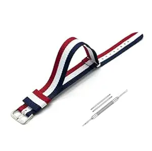 Lineon 18mm, 20mm & 22mm Stainless Steel 304 Buckle & Same Colour loop Nylon Vintage Style NATO Watch Strap ONE WAY NATO Nylon STRAP Imported Quality With Pins and Pin Remover Tool (Include)