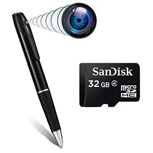 TECHNOVIEW Full HD Pen Camera 1080P Video Audio Recording Indoor Outdoor with Free 32gb SD Card 85 Minutes Pen Battery Life Portable Pocket Security Camera for Home Office Mettings Surveillance price in India.