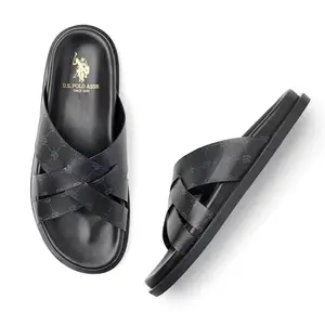 U.S. POLO ASSN. Mens MOAB Black Slippers - (UK7) (UK8) (2FD24648Z01)