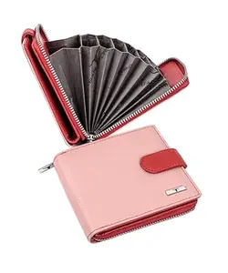 URBAN FOREST Luna Red/Pink Leather Wallet for Women