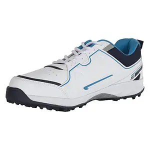 SG Club 5.0 Rubber Spikes Cricket Shoes, White/Navy/Teal