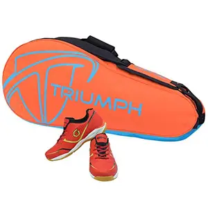 Gowin Badminton Shoe Smash Red Size-6 with Triumph Badminton Bag 303 Orange/Sky