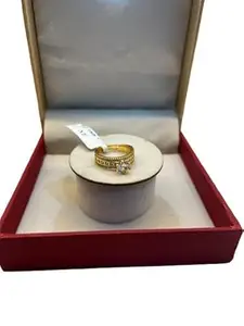 men ring brass metal with gold polish engegment ring adjustanble size