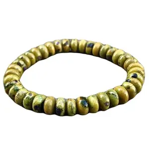 Lady Works Natural Atlantisite 8mm Rondelle Shape Smooth Cut Beads 8 Inch Stretchable Bracelet For Men & Women. Unisex Bracelet For Healing, Meditation, Prosperity, Gift & Luck|LW_BRST_01008_8.0