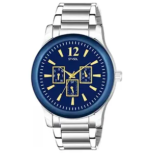 XFORIA Stainless Steel Analogue Men & Boys Watch (Blue Dial, Silver Colored Strap)