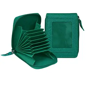 ABYS Genuine Leather RFID Blocking Teal Card Holder for Men and Women