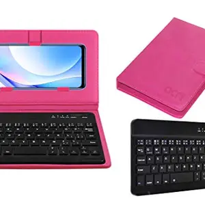 ACM Acm Bluetooth Keyboard Case Compatible with Xiaomi Redmi Note 9 4G Mobile Flip Cover Stand Study Gaming Pink