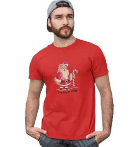 REVAMAN Old Grumpy Santa : Funny Printed T-Shirt (Red) Best Gift for Secret Santa