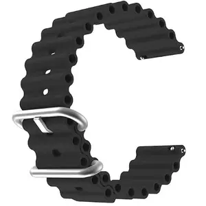 A3sprime Universal Soft Silicone Watch Strap Suitable for All 22mm Lugs Width Smartwatch (Set of 1 Pairs) - Black