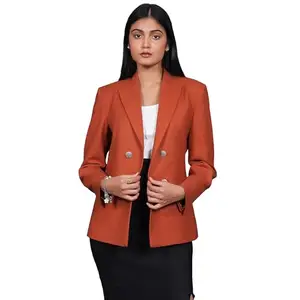 TALETHREAD Women's Tweed Wool Orange Blazer : 36 / Medium : LSBlazer122