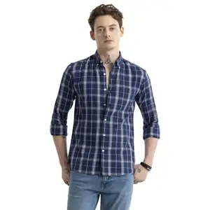 Snitch Enzo Navy Checks Shirts