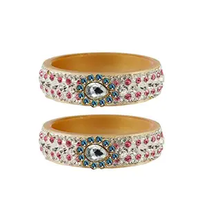 MAYA FASHION Cream stone Stud Acrylic-Brass Bangle Elegant Extra Large Size Bangle | Perfect Fit for Plus Size banglesTrendy and Comfortable Fit for woman and girls | (Sku-ban4641)