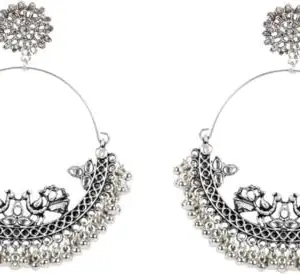 Foxy Trend chandbali silver earrings Alloy Chandbali Earring ()_BZ_Silver stone