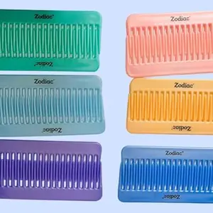 Zodiac Wide-Tooth Detangling Comb, 6 Pastel Colours, Professional Hair Care