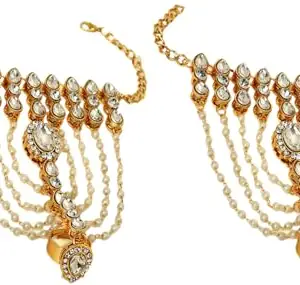 Gold Plated White Hand Bracelet for Women and Girls